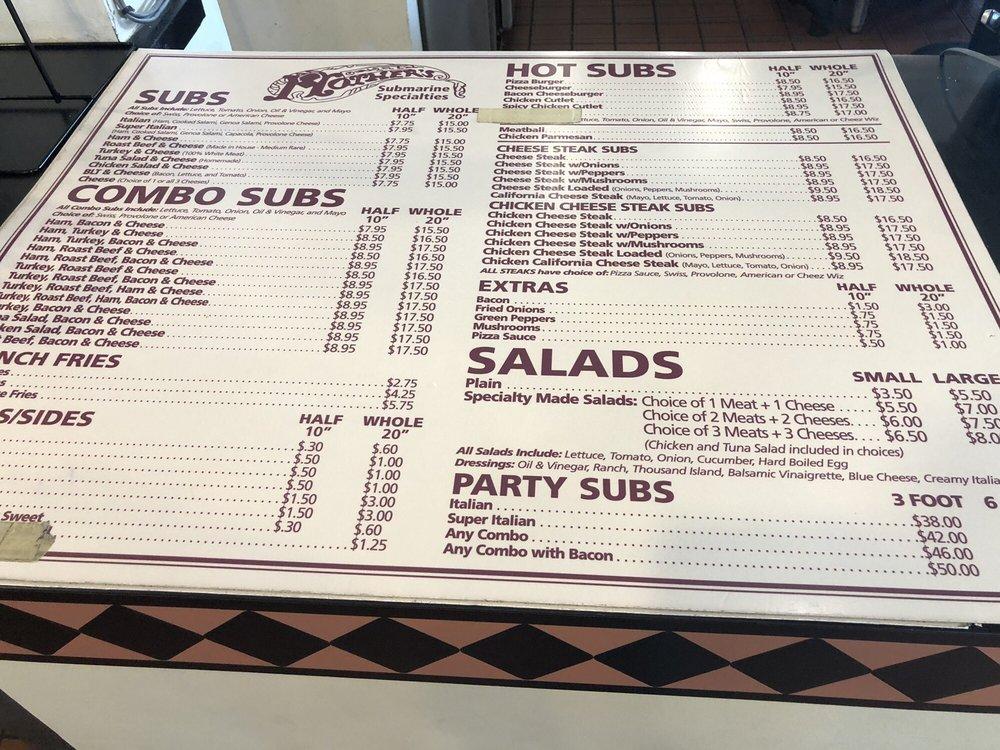 Menu at Mothers Subs restaurant, Highspire, 835 S Eisenhower Blvd