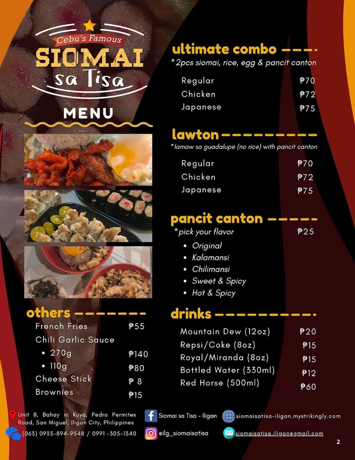 Carta Del Restaurante Siomai Sa Tisa Food House Ciudad Del Iligan