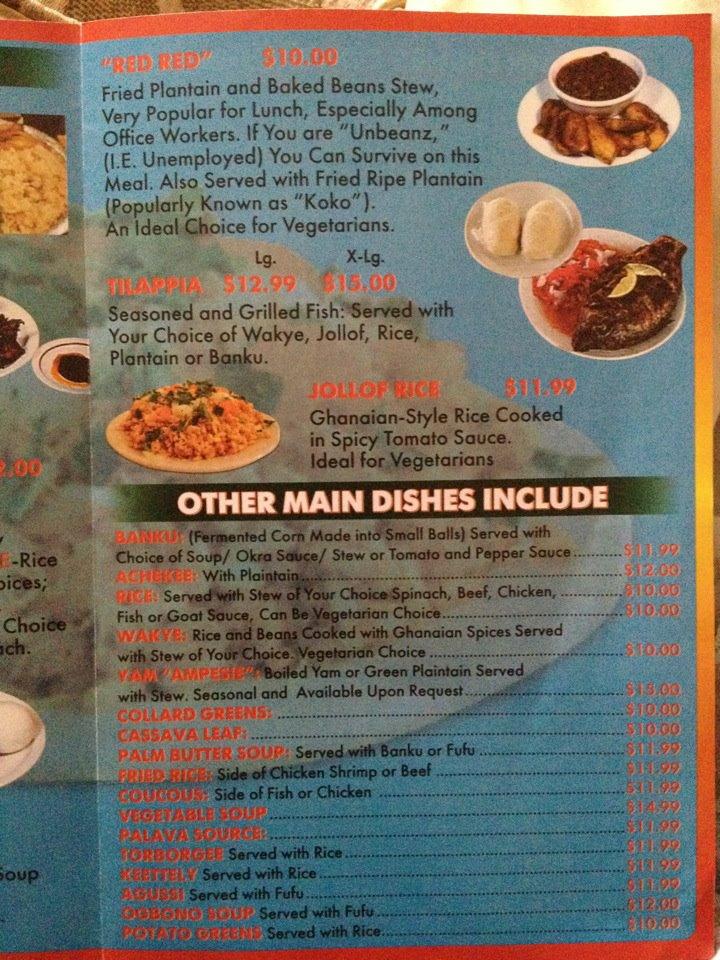 Menu at African and Jamaican Kitchen restaurant, Yeadon