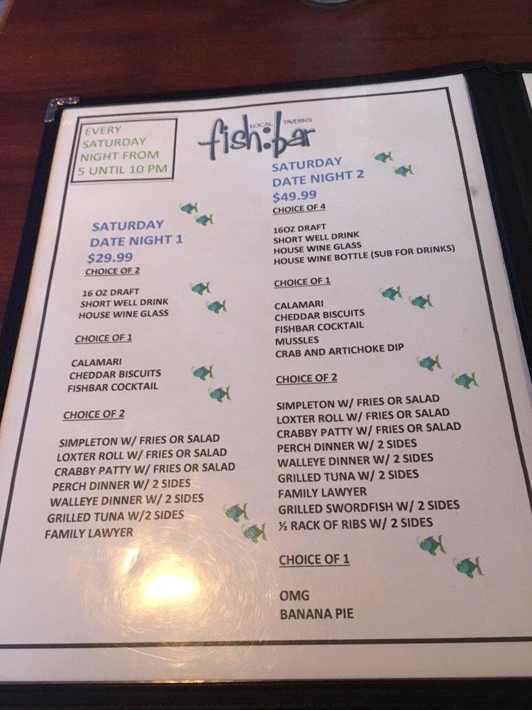Menu at Local Tavern's Fish Bar, Painesville, 11 Chester St