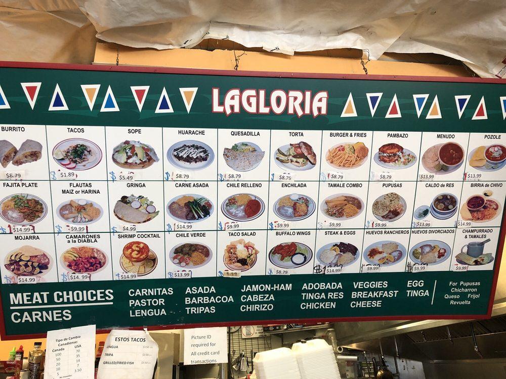 Menu at La Gloria Market restaurant, Bellingham