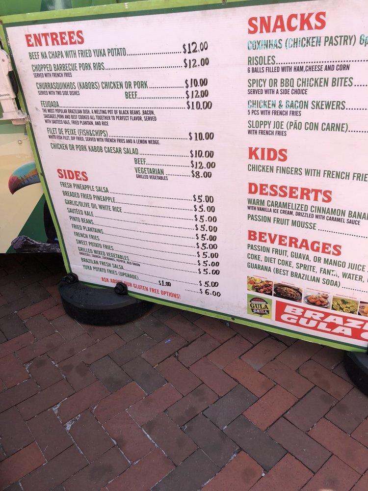 Menu at Brazilian Gula Grill, Hartford, Downtown