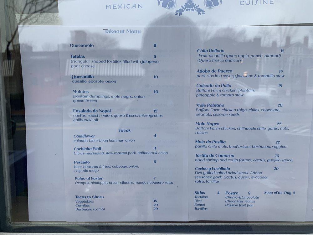 Menu at Dolores restaurant, Providence