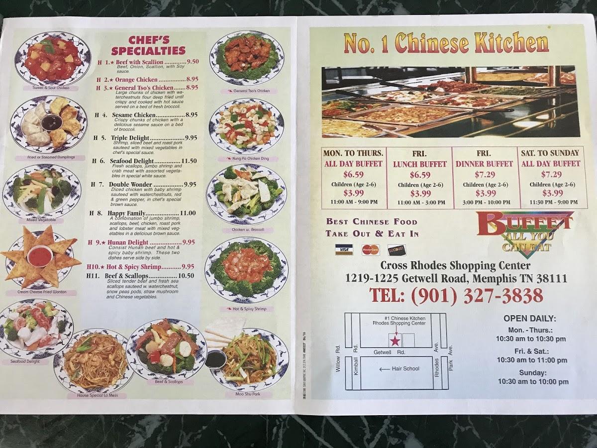 Menu at Number One Chinese Kitchen restaurant, Memphis