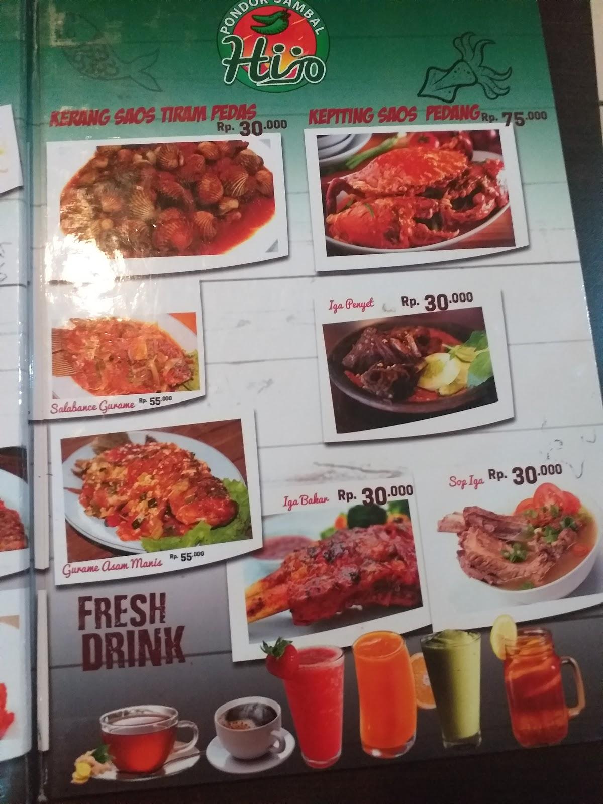 Carta del café Pondok Cabe Ijo, Pematang Kandis