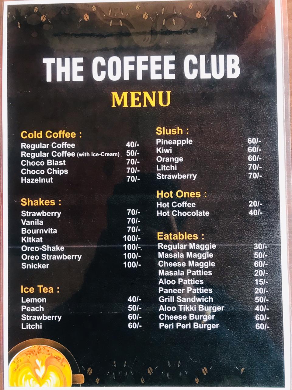 Menu At The Coffee Club Jaipur