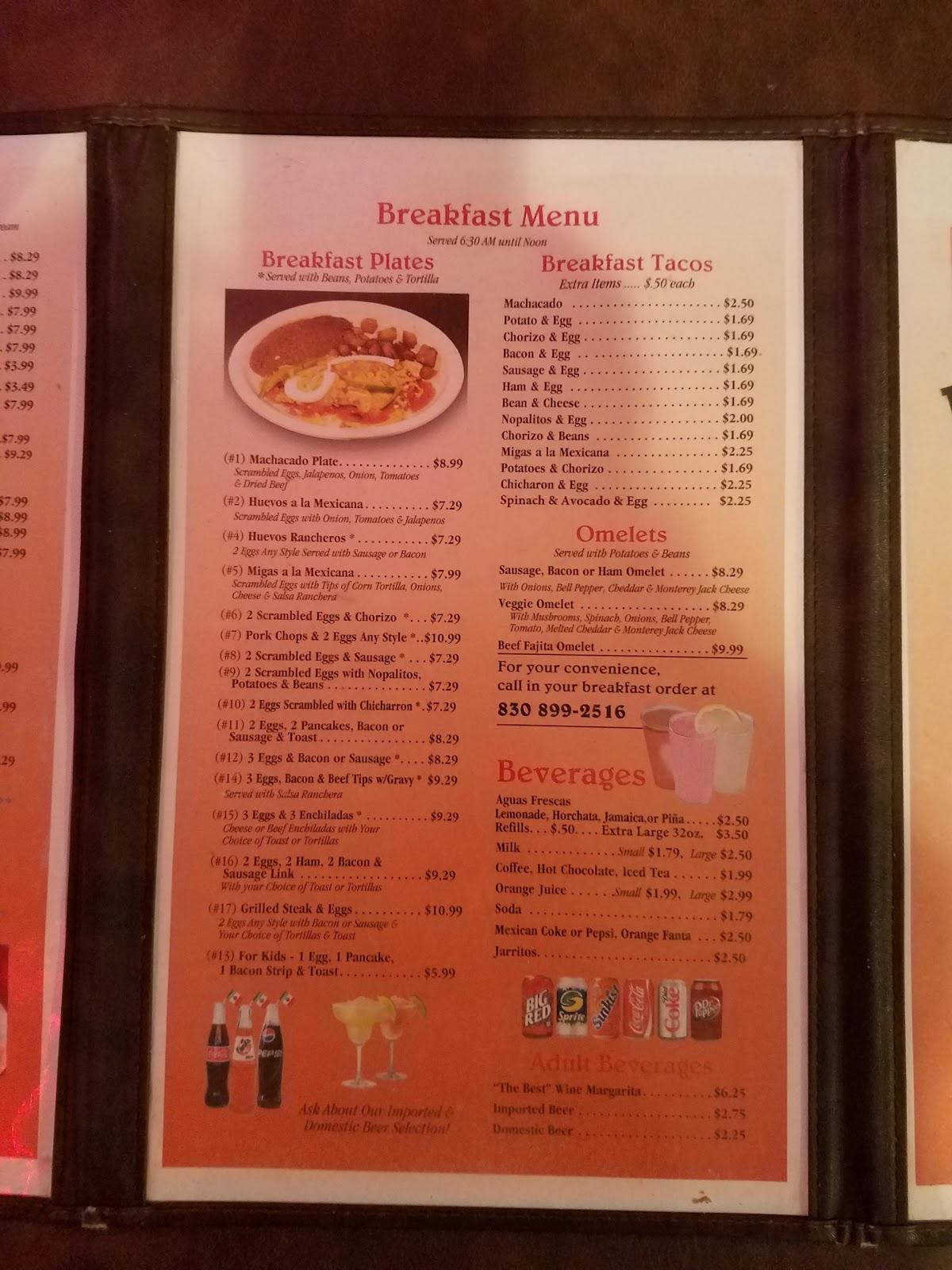 Menu at Las Barcas TexMex Grill, Canyon Lake