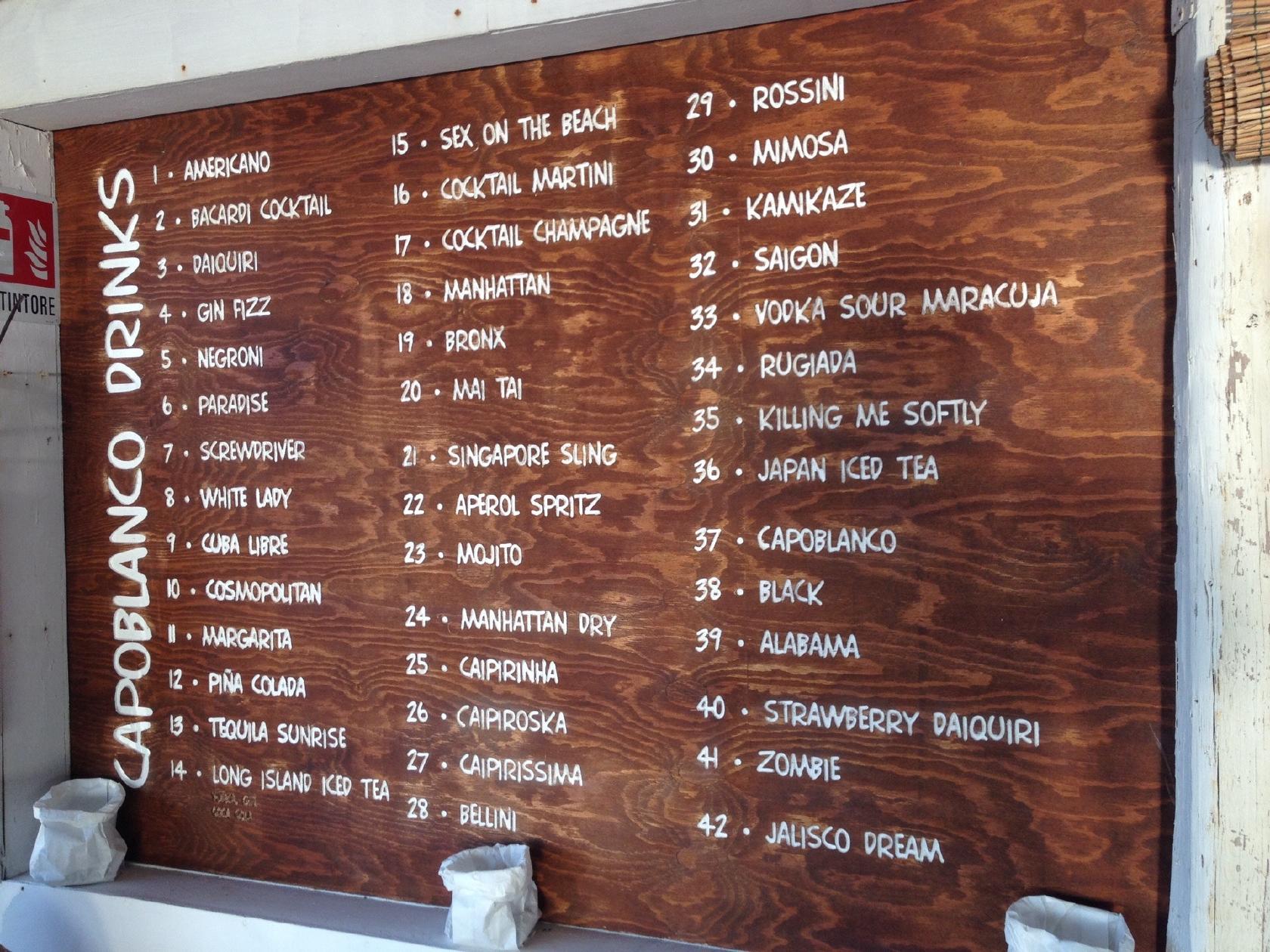 Menu da CAPOBLANCO pub & bar, Capo d'Orlando