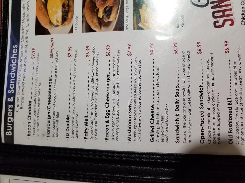 Menu at Top Deck restaurant, Reno