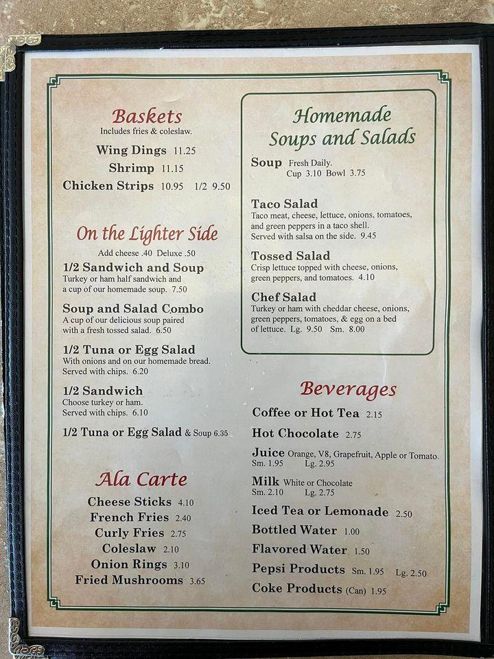 Menu at Villager Restaurant, Lewiston