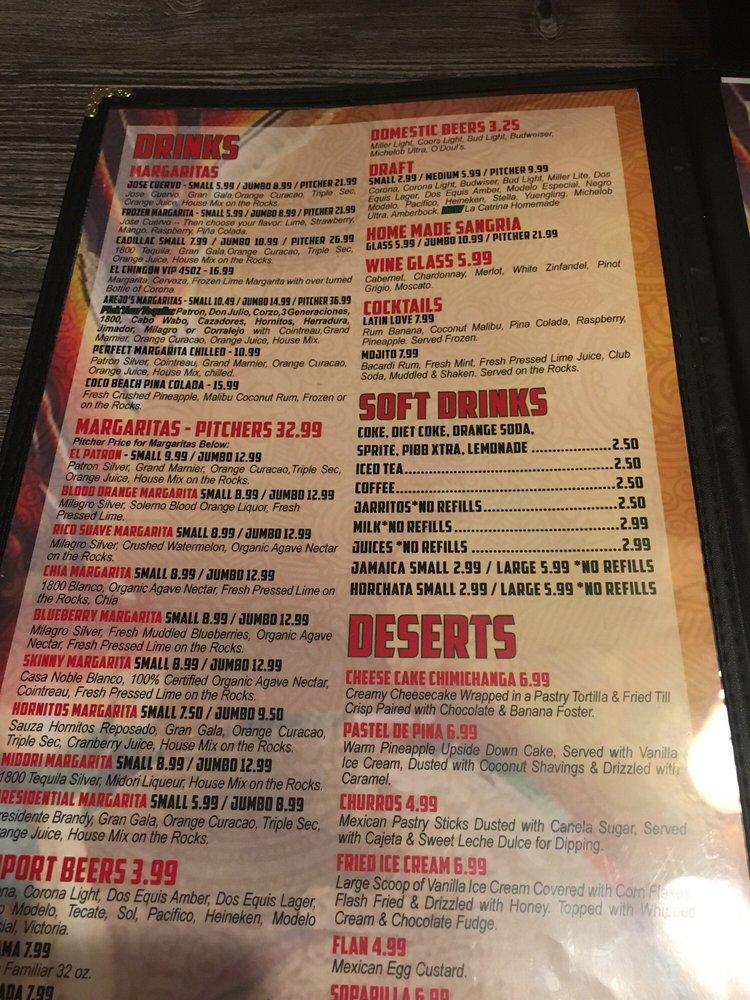 Menu at La Catrina Mexican Restaurant, Cocoa Beach
