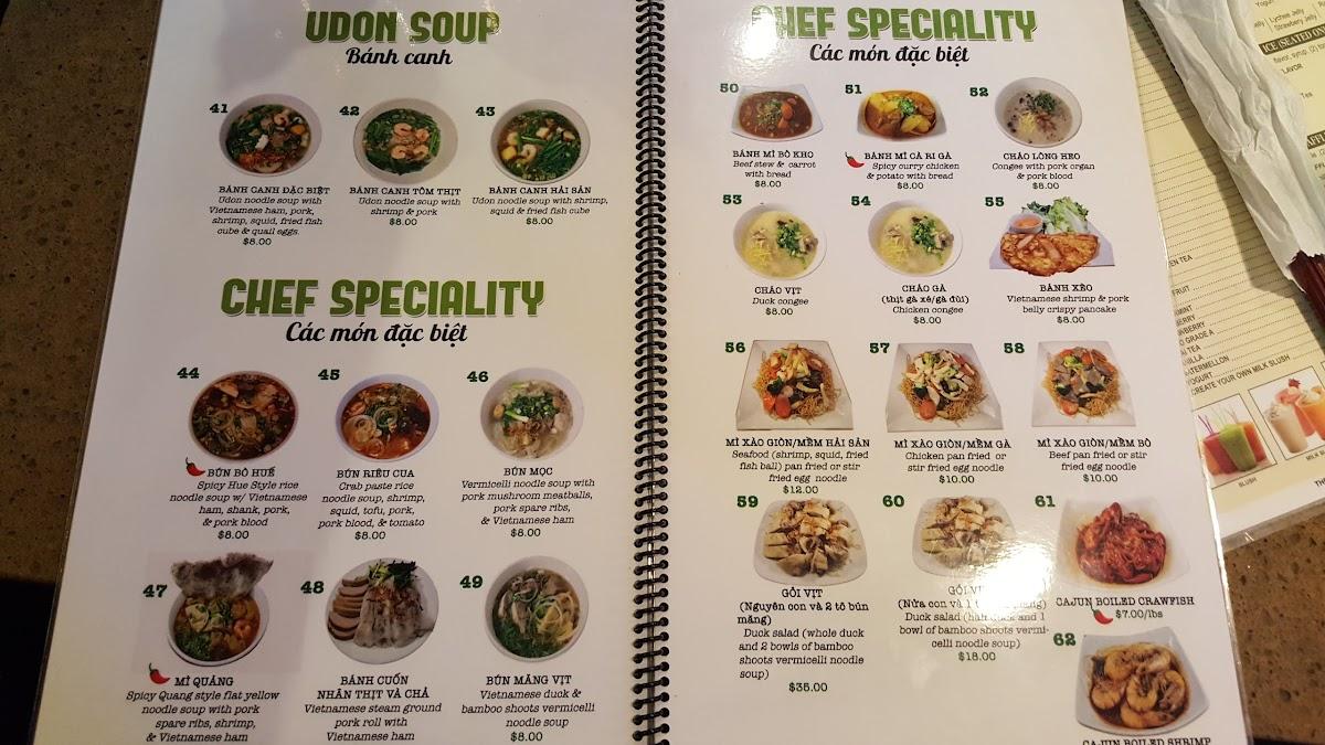 Menu at Thịnh An Kitchen & Tofu restaurant, Tampa