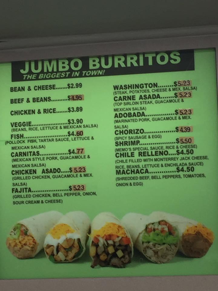 Carta del restaurante California Burrito, Des Moines