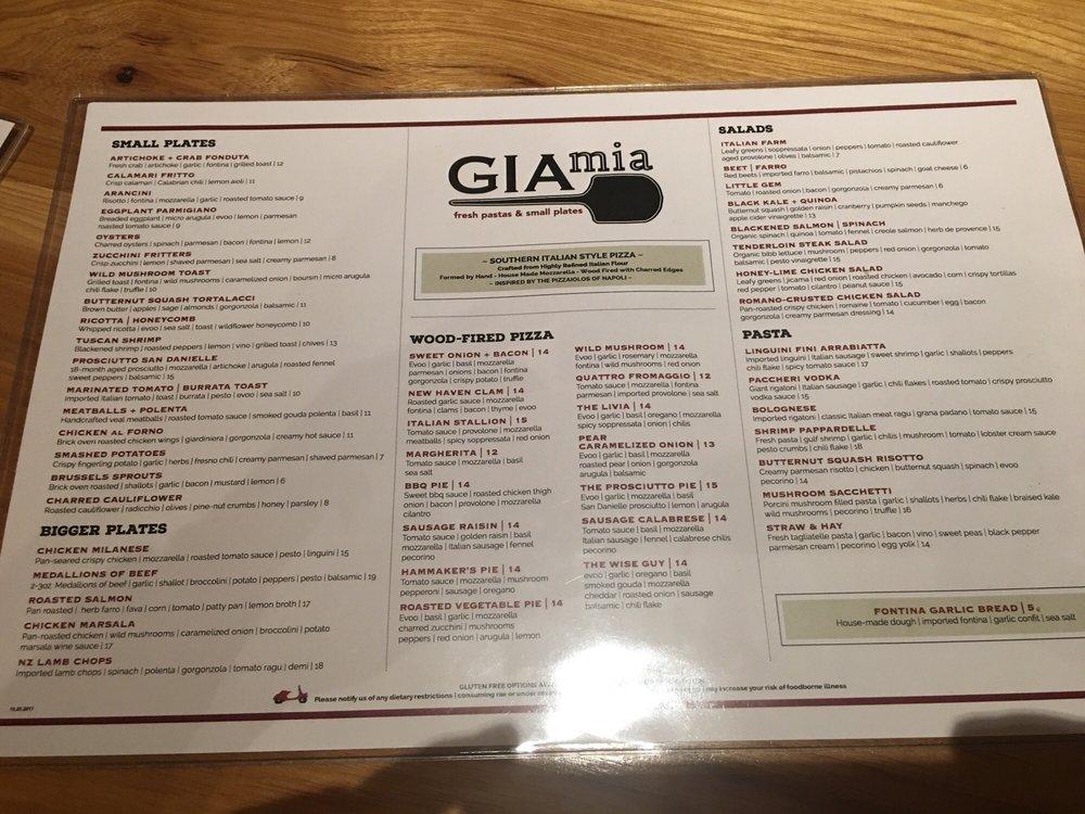 Menu at GIA MIA Wheaton pizzeria, Wheaton