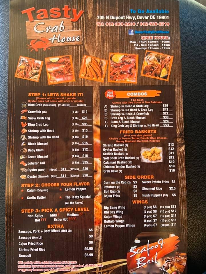 Menu at Tasty Crab House restaurant, Dover