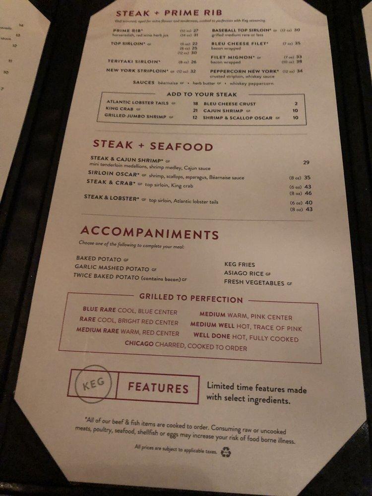 Menu at The Keg Steakhouse + Bar Colorado Mills, Lakewood, W Colfax Dr