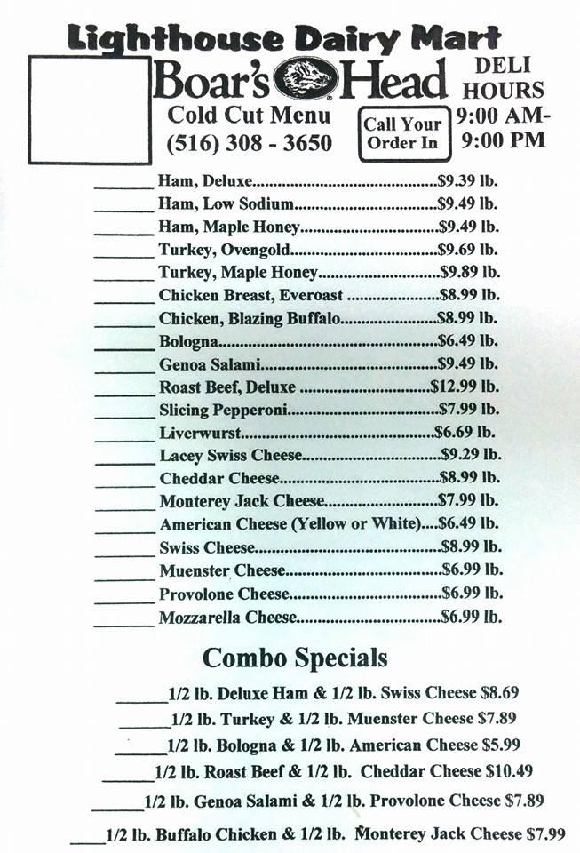 Menu at Lighthouse Dairy Mart, Wantagh