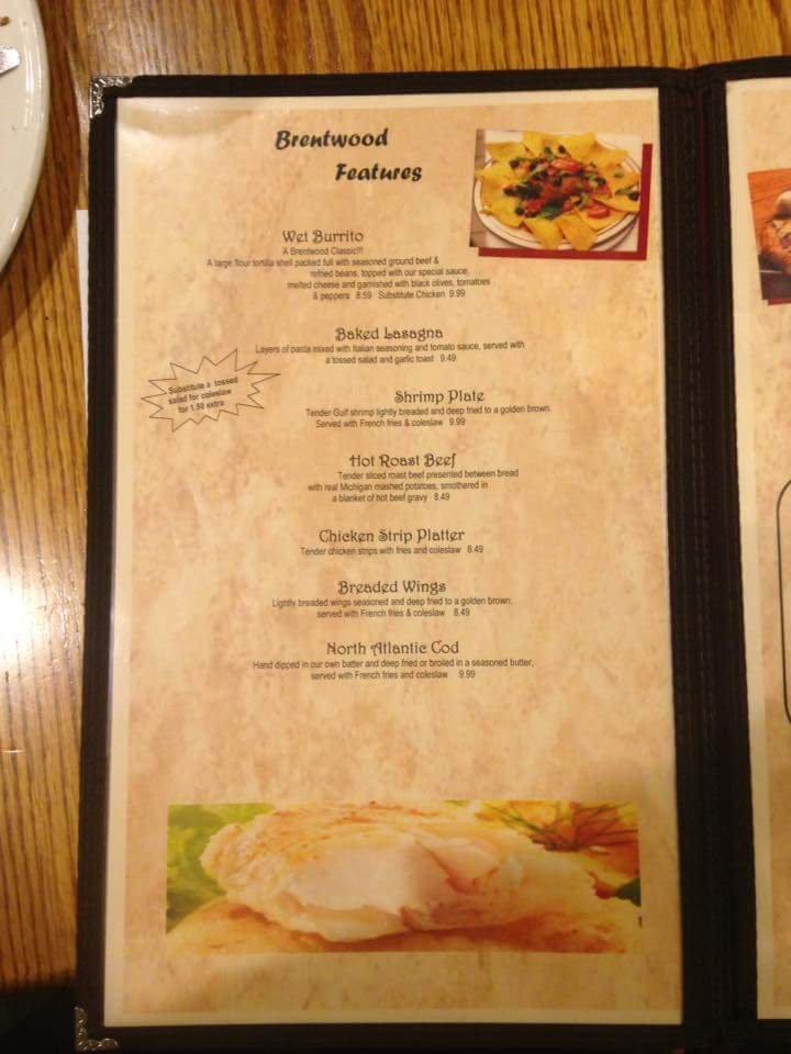 Menu at Brentwood Dining & Event Center restaurant, Caro