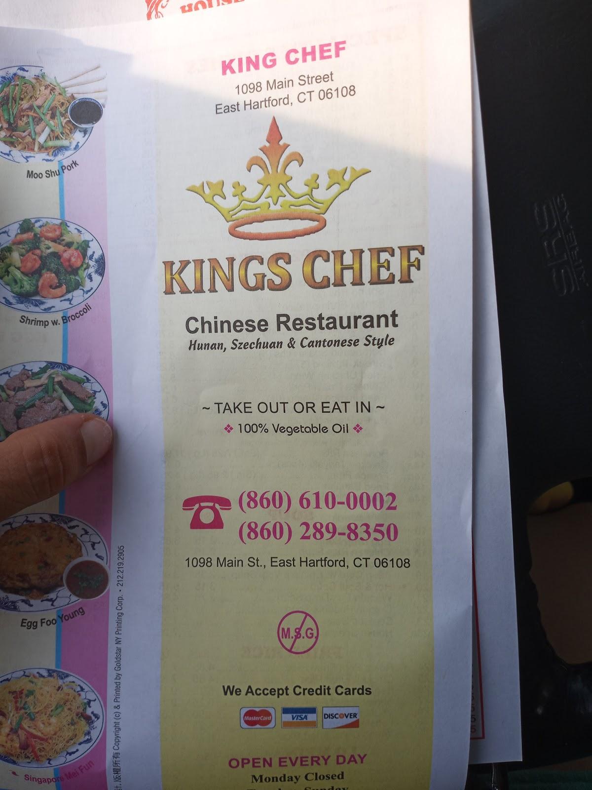 Carta de King's Chef Chinese Restaurant, East Hartford