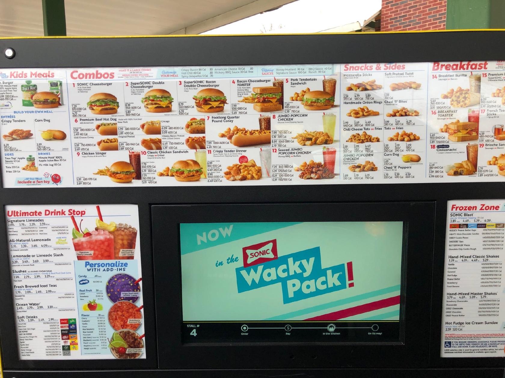 Sonic Drive-In, Menu