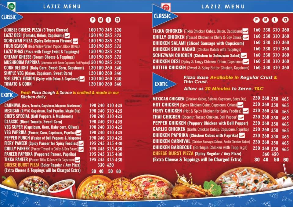 Menu at Laziz Pizza & Restaurant, Siwan