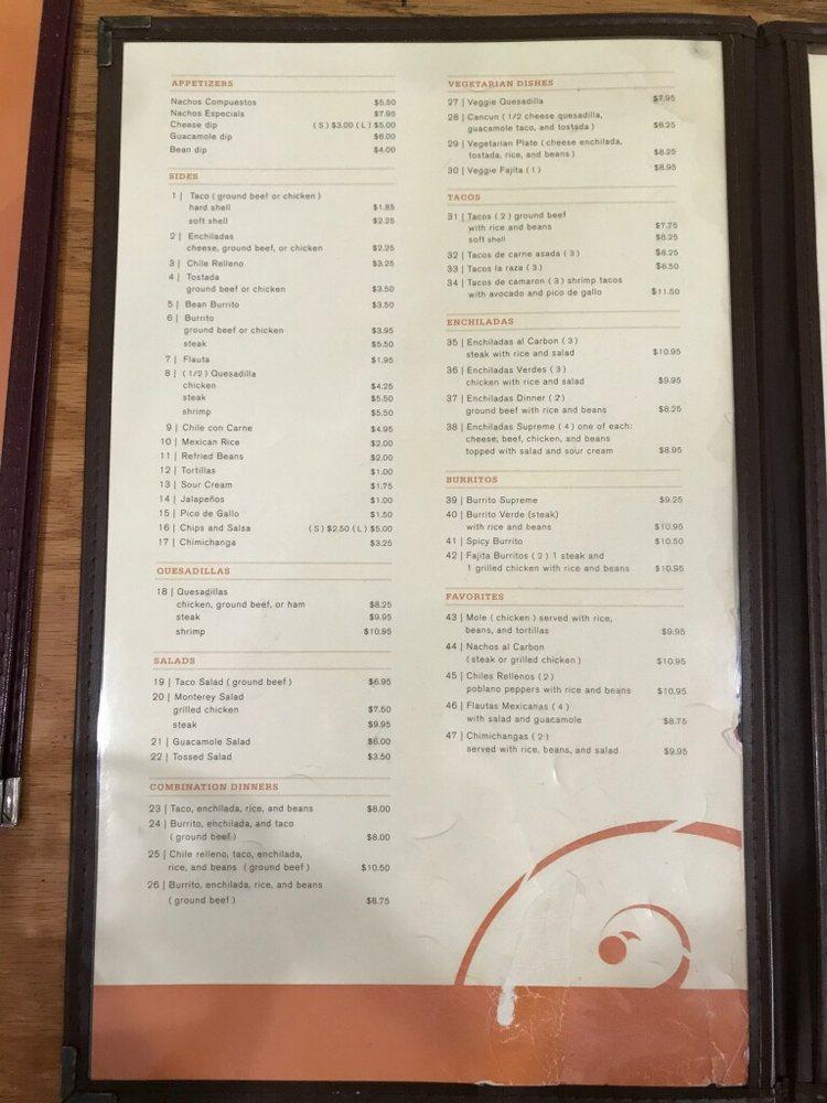 Menu at Durango Mexican Restaurant, Opelika, Columbus Pkwy