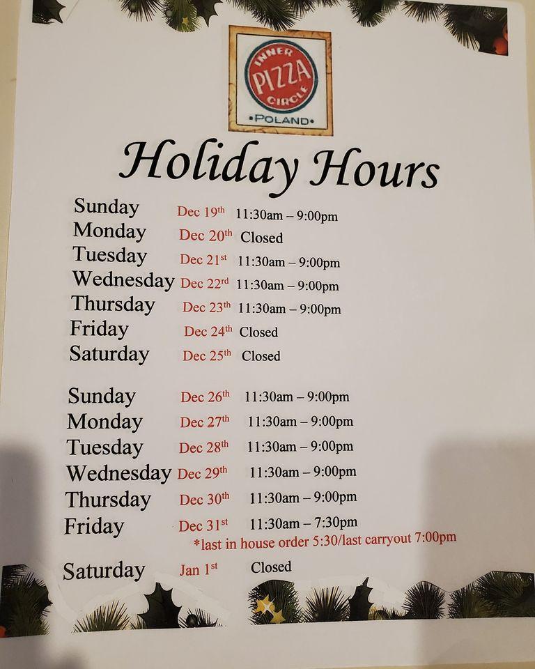 Menu at Inner Circle Pizza pizzeria, Youngstown, Boardman Poland Rd