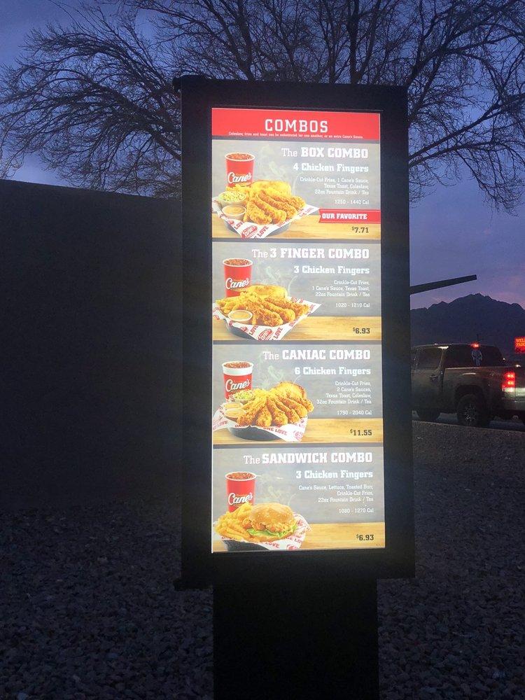 Menu at Raising Cane's Chicken Fingers fast food, Fort Bliss