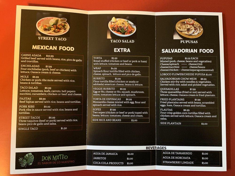 Menu at DON MATEO restaurant, Tieton