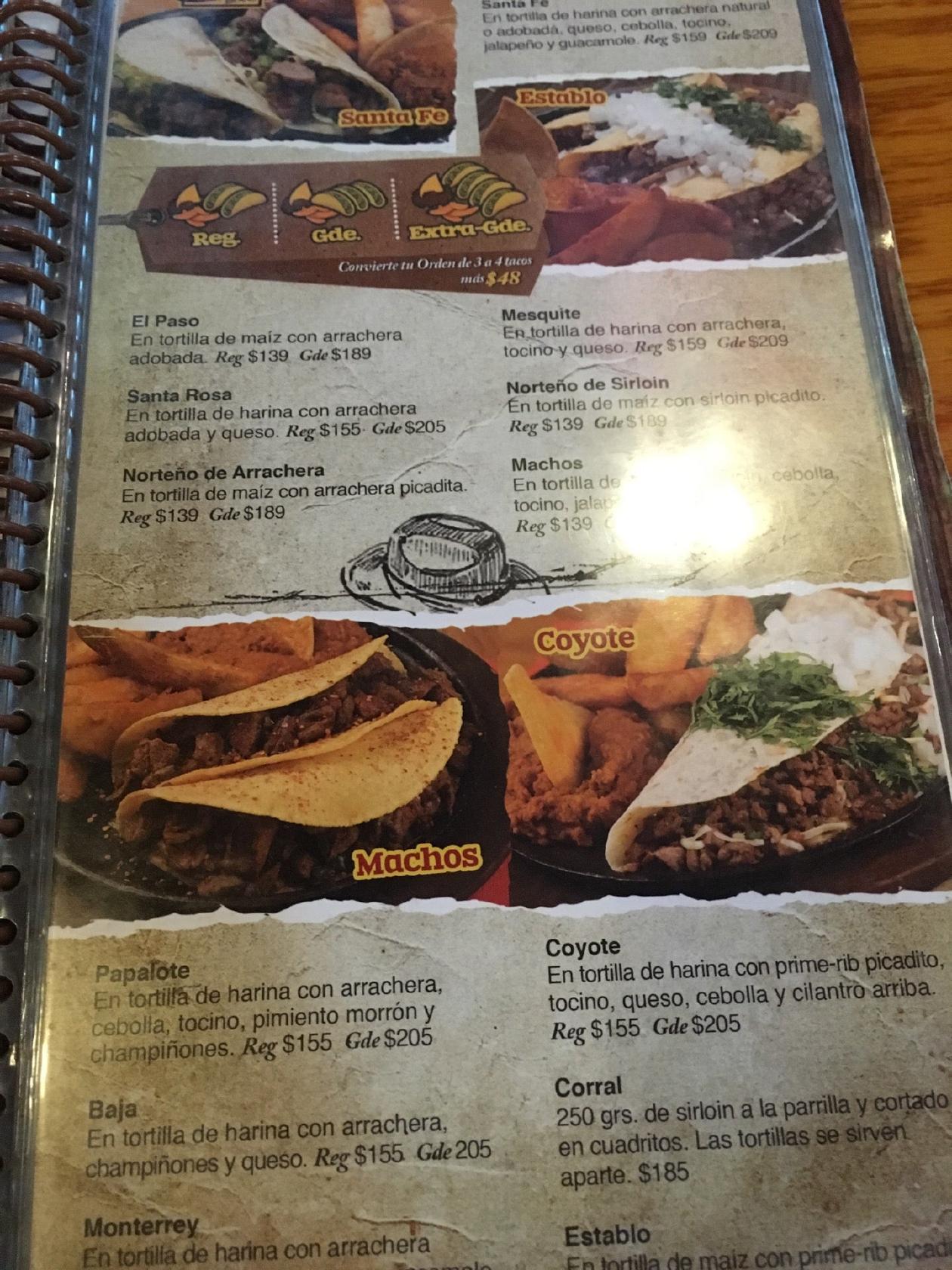 Menu at El Papalote Taco & Grill Constitución pub & bar, Monterrey