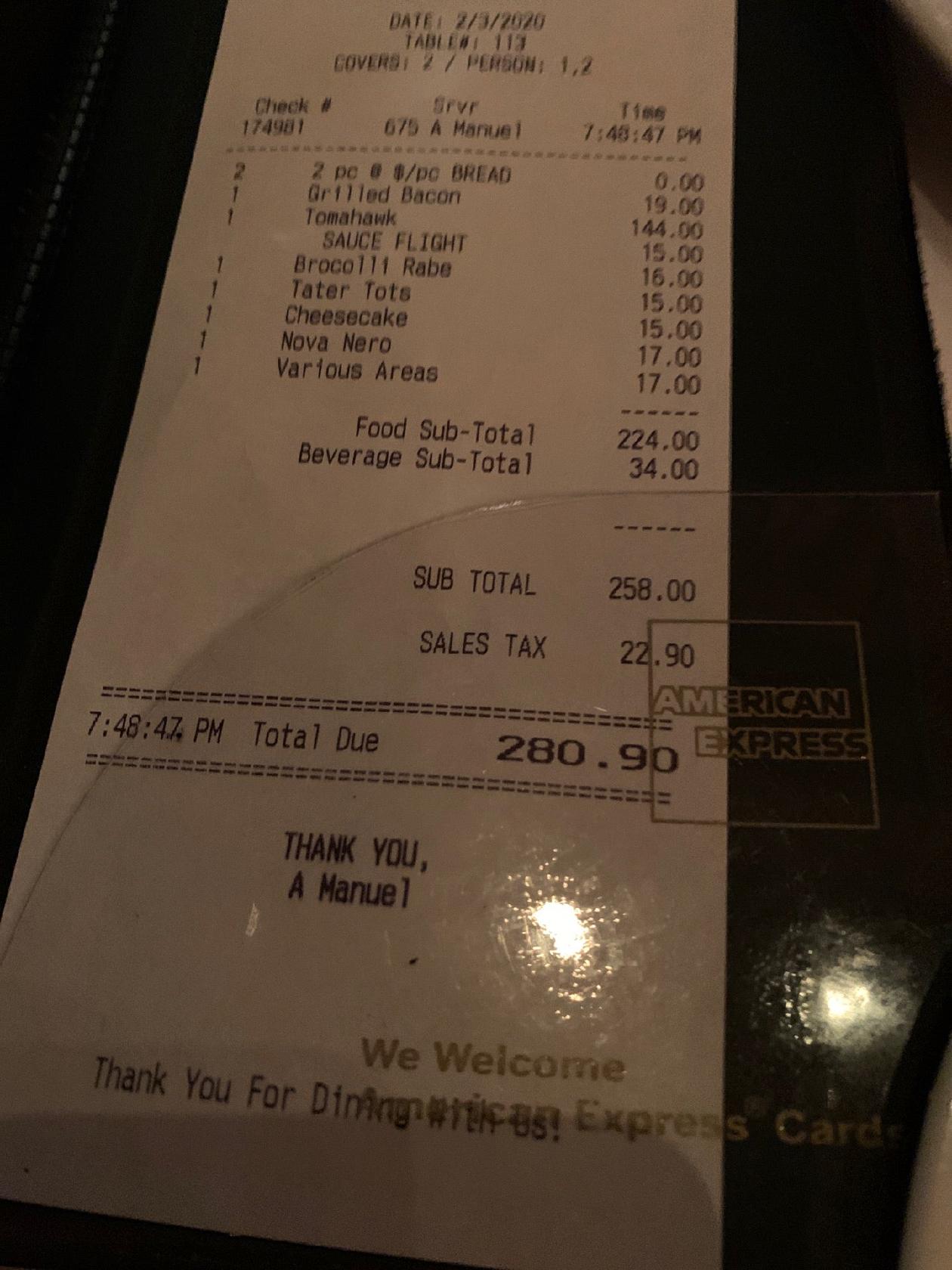 Menu at Hunt & Fish Club, West New York