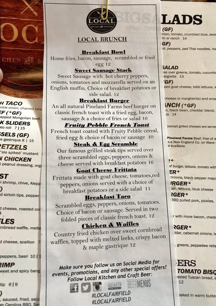 Carta de Local Kitchen & Beer Bar, Fairfield