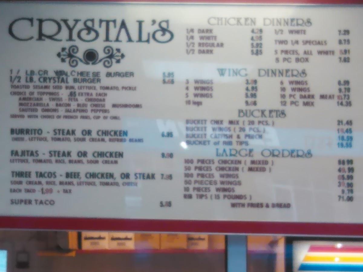 Menu at Crystal's BBQ, Calumet City