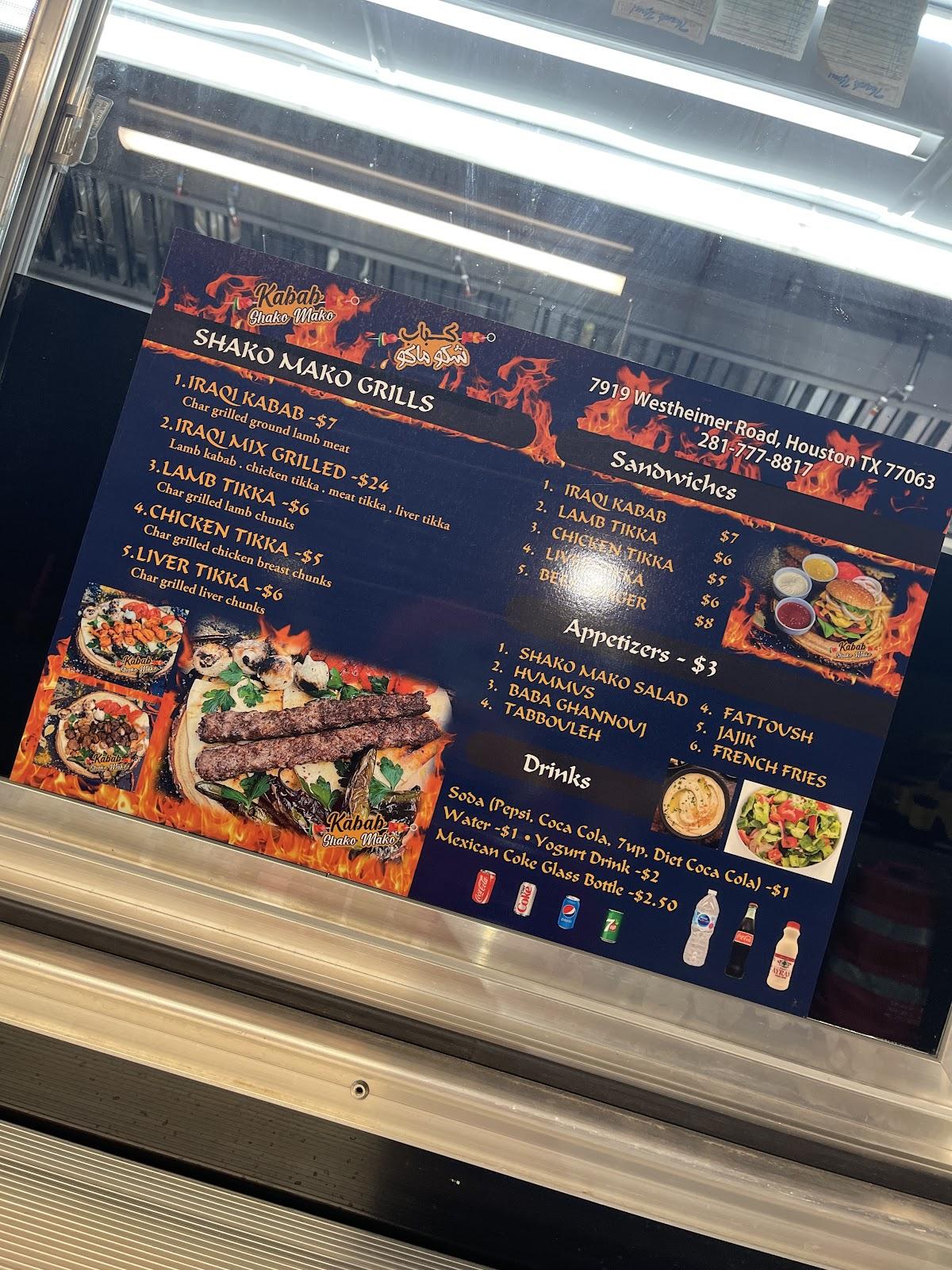 Carta del restaurante Kabab Shako Mako (Food Truck), Houston