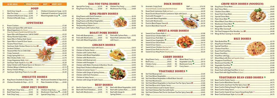 Menu At Mings Takeaway Fast Food Guildford   R3c2 Mings Takeaway Menu 