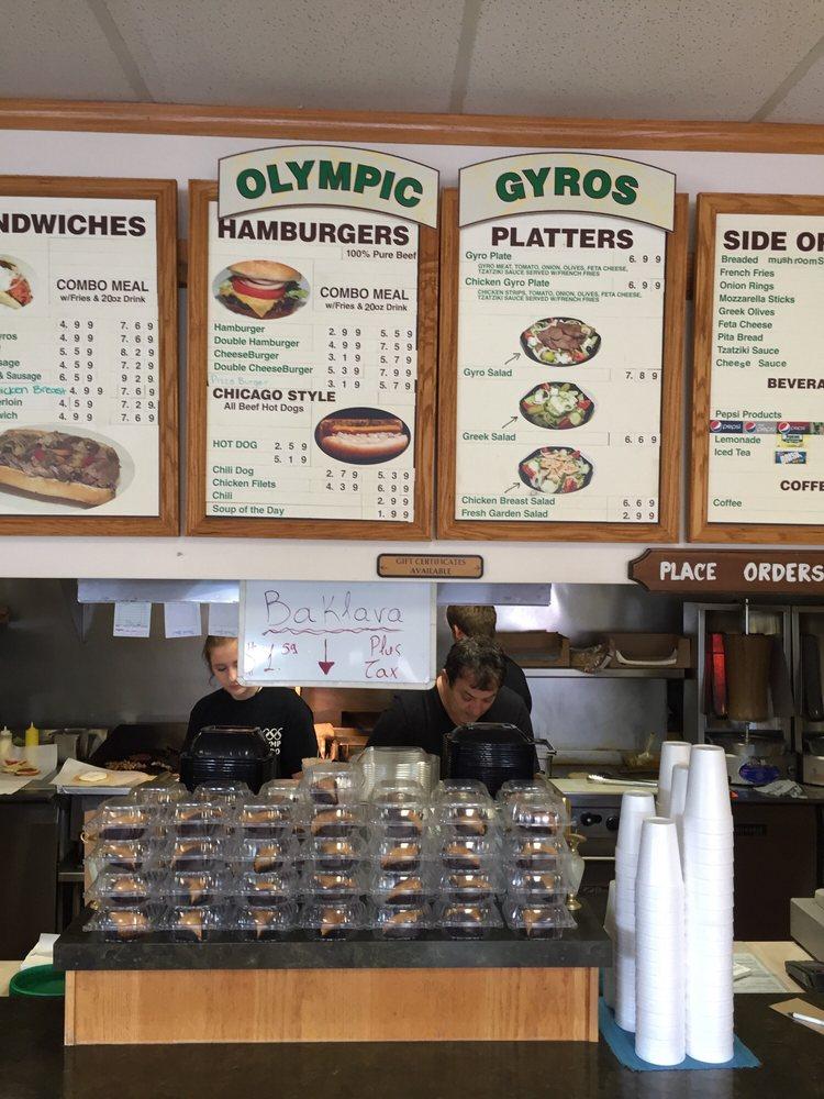 Menu at Olympic Gyros restaurant, Davenport