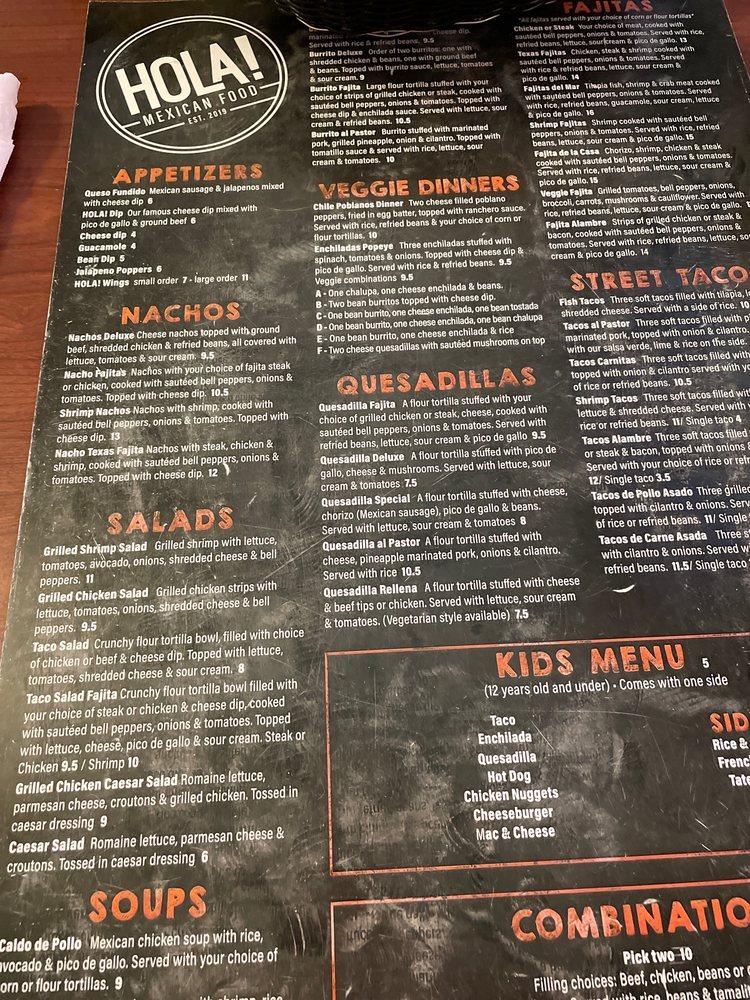 Menu at Hola! Mexican Food restaurant, Eureka