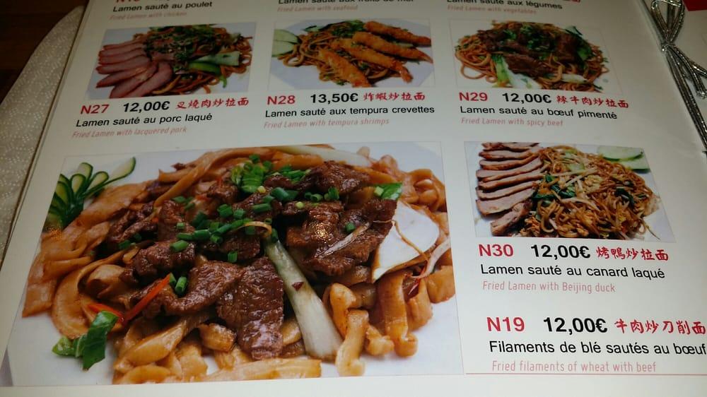 Menu at My Noodles restaurant, Paris