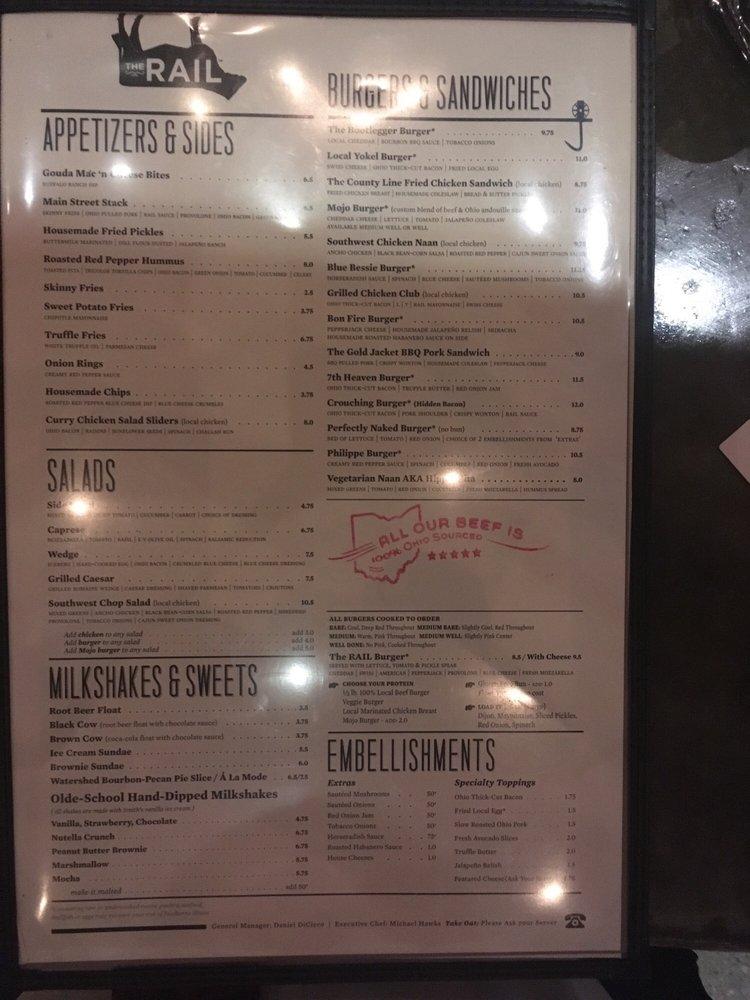 Menu at The Rail Strongsville pub & bar, Strongsville