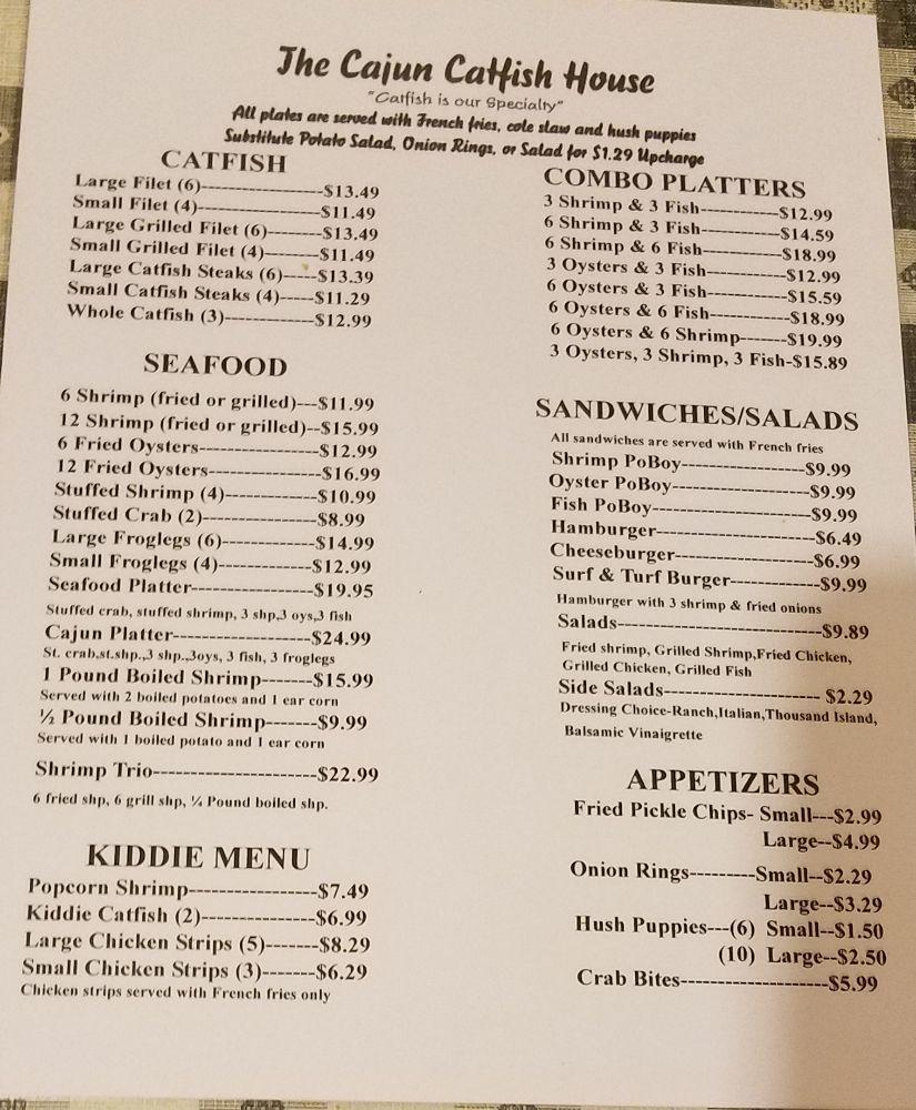 Menu at The Cajun Catfish House LLC restaurant, Pineville