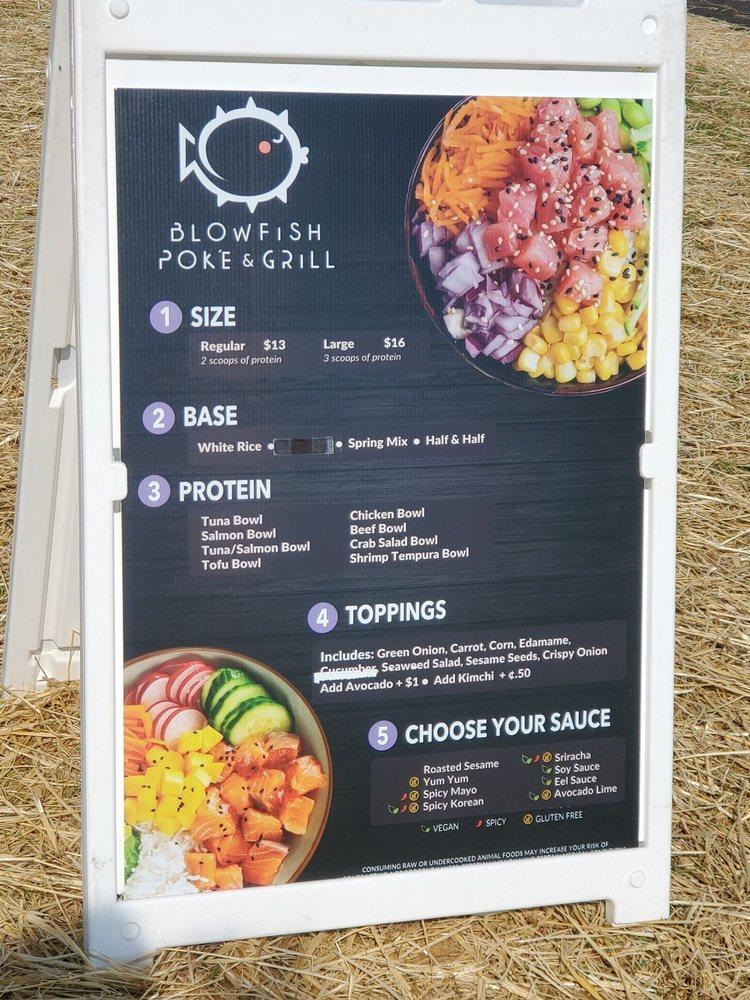 Menu at Blowfish Poké & Grill restaurant, Marriottsville