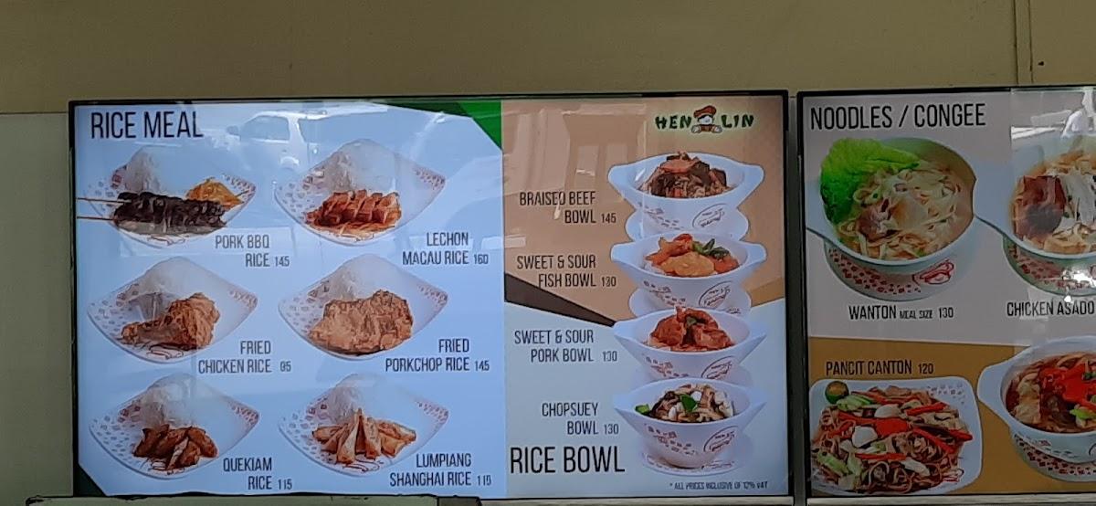  HEN LIN RICE MENU PRICES