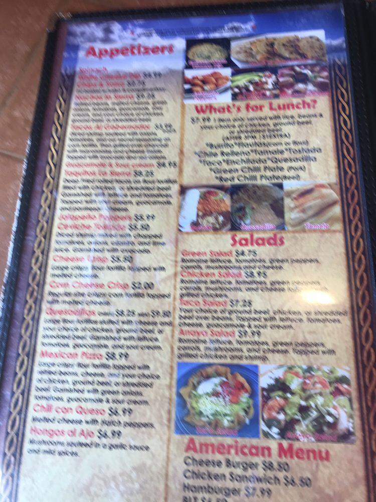 Menu at La Sierra Mexican Restaurant, Payson