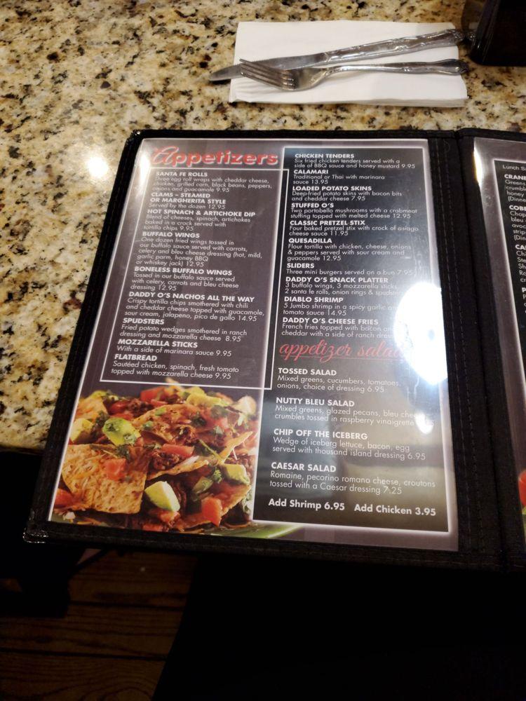 Menu at Daddy O's pub & bar, Hopewell Junction