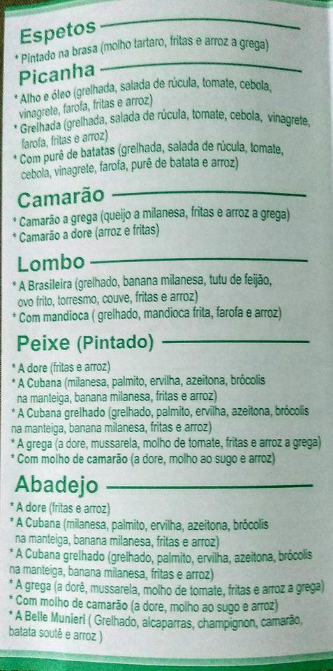 Restaurante E Pizzaria Cantinho Tropical Ofic. cardápio