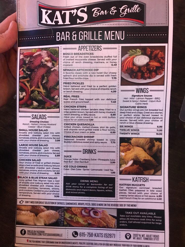 Menu at Kat's Bar & Grille, Mount Juliet, N Mt Juliet Rd 130