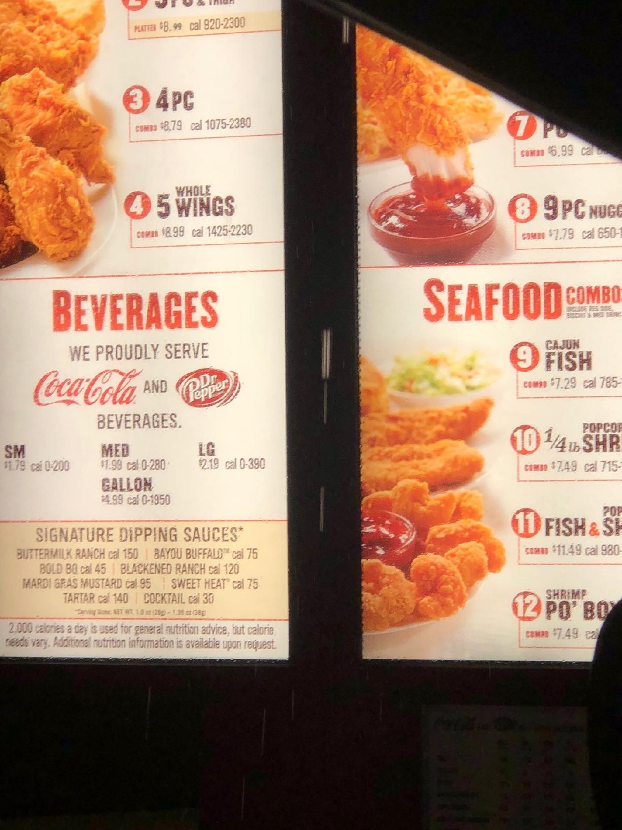 Menu at Popeyes Louisiana Kitchen fast food, Zion Crossroads