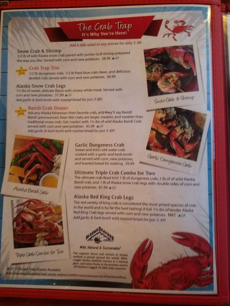 Menu at Crab Trap Perdido Key restaurant, Perdido Key, Perdido Key Dr