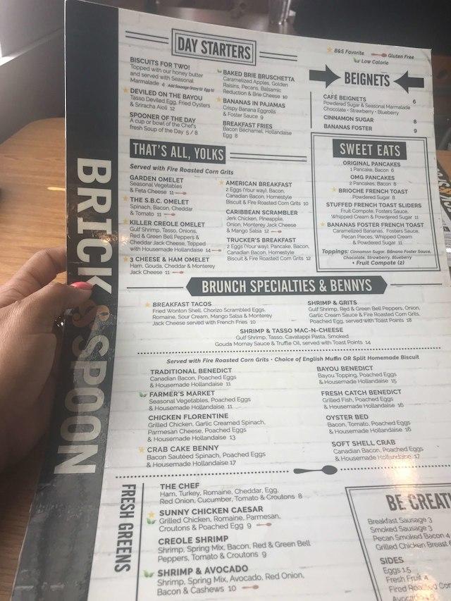 Menu at Brick & Spoon - Orange Beach restaurant, Orange Beach