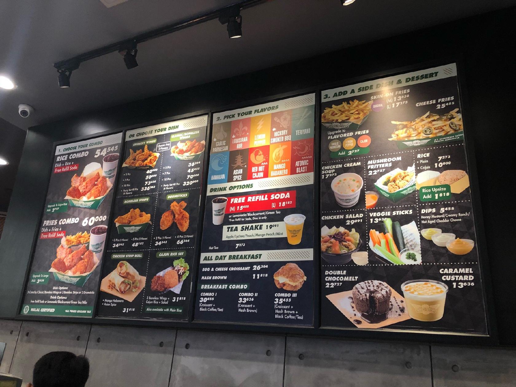 Menu at Wingstop Lotte Avenue restaurant, Jakarta